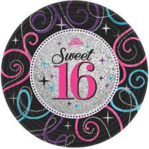 Picture of SWEET 16 PAPER PLATES 18CM X8